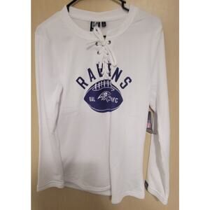 NWT NFL Team Apparel Baltimore Ravens Women’s White Lace Up Sweatshirt size L